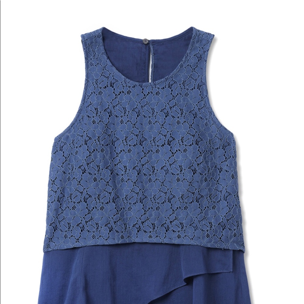Derek Lamb Denim Empire Sleeveless Silk Shirt Sz 4